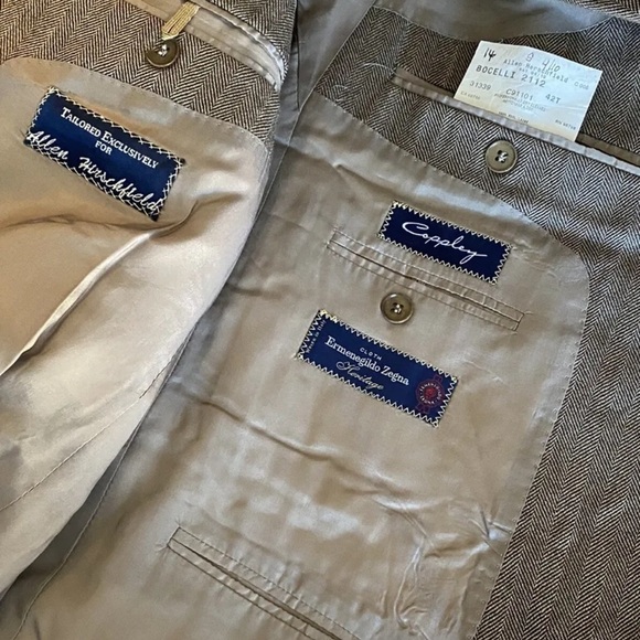 Coppley Zegna Bocelli Sport Coat Brown Herringbone Wool Modern Bespoke Vent 42T - Picture 7 of 16